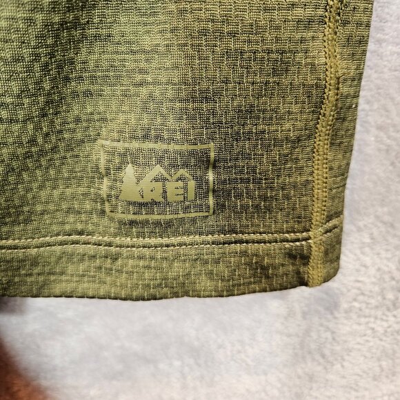 REI Womens Olive Green Quarter Zip Athletic Pullover Long Sleeve Made In USA - Picture 3 of 10